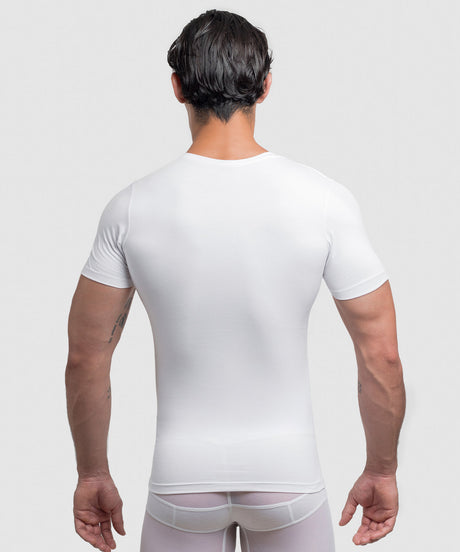 Cotton Compression Deep V-Neck T-Shirt